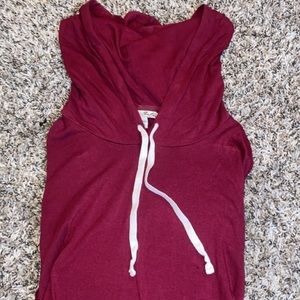Maroon long sleeve shirt with hood
